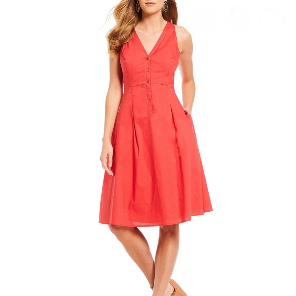 NWT Gianni Bini Red Button Down Erika Dress V Neck